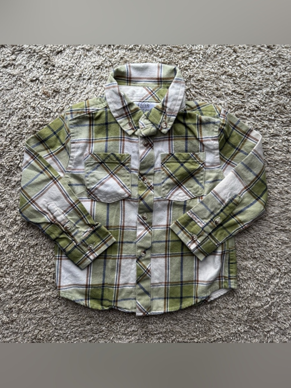 24M Falls Creek Plaid Button Down Shirt Green White Long Sleeve